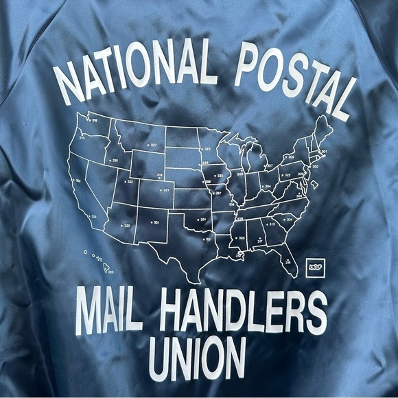 Vintage Windjammer National Postal Mail Handlers Union Satin Bomber Jacket USA - Picture 3 of 9